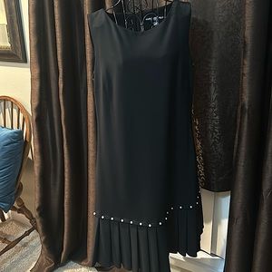 Black kick pleats with Pearls LBD